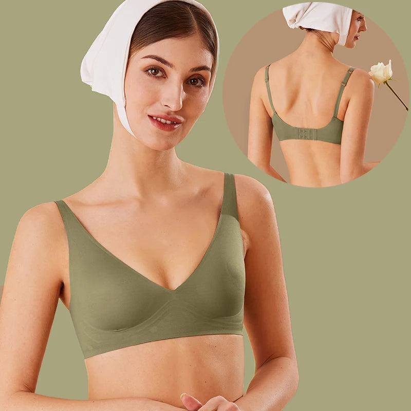 Femmes Latex soutien-gorge sous-vêtements sans couture Sexy brassières femme sans fil soutiens-gorge doux femme intimes Lingerie grande taille Bralette S-XL