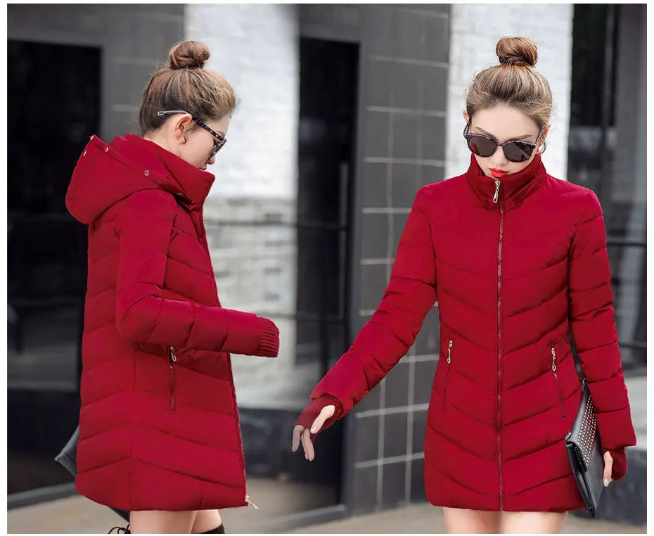 2025 nouveauté mode mince femmes veste d'hiver coton rembourré chaud épaissir dames manteau longs manteaux Parka femmes vestes