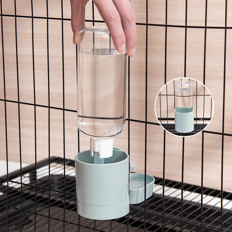 Automatic pet feeder, hanging cage, bowl, water bottle, food container, dispenser for puppies, cats, rabbits, birds, pet food product