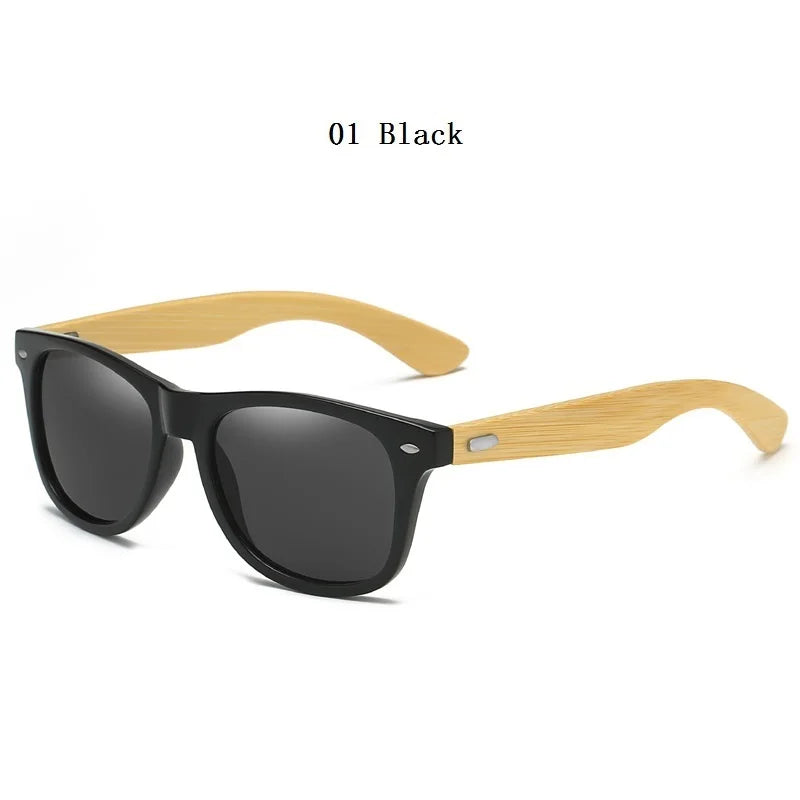 Lunettes de soleil en bois de bambou à la mode pour hommes et femmes, classiques carrées, Vintage, pour la conduite, noires, pour la pêche, UV400