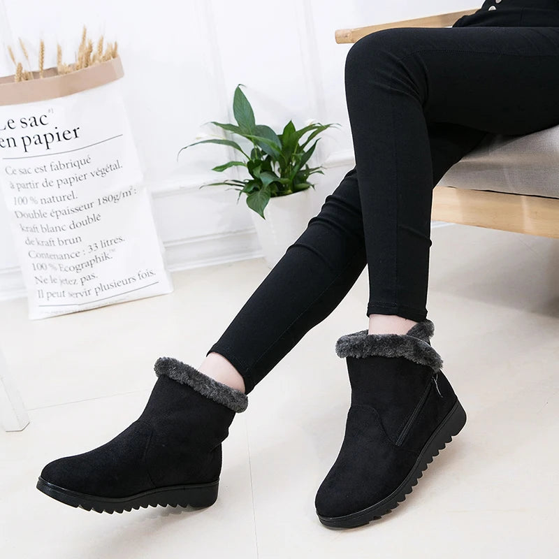 Bottines femme nouvelle mode imperméable à l'eau plate-forme compensée hiver chaud bottes de neige chaussures pour femme