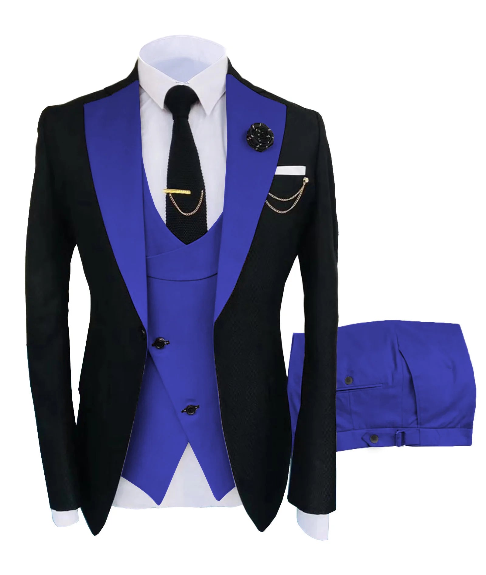Men's Regular Fit Tuxedo Set, Dipped Jacket, Jacket and Enamel FJD, Popular Clothing, Luxury, Party, Stage, GroomTIME, New, 3 Pieces