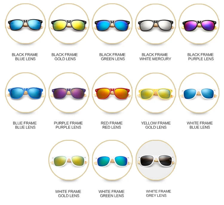 Lunettes de soleil carrées en bois de bambou pour hommes et femmes, design de marque, revêtement miroir, rétro, UV400