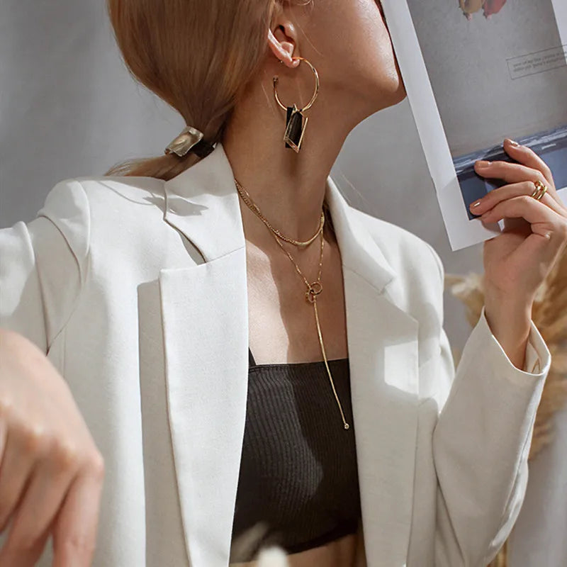 2025 boucles d'oreilles carrées géométriques pour femmes boucles d'oreilles suspendues couleur or noir boucles d'oreilles de déclaration de mode bijoux féminins