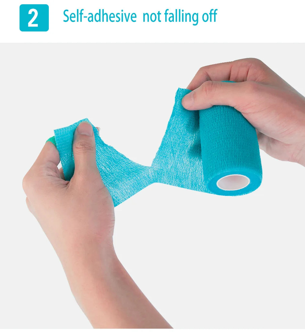 Bandage médical en gaze, 1 rouleau de 2.5/5/10cm x 4.5m, bandes élastiques respirantes auto-adhésives pour le sport, fixation des doigts, des poignets et des jambes