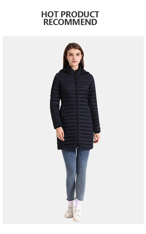 SANTELON hiver femmes ample Long Parka manteau avec capuche amovible femme solide ultraléger Portable chaud rembourré coton vêtements d'extérieur
