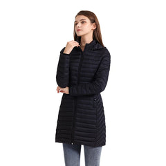 SANTELON hiver femmes ample Long Parka manteau avec capuche amovible femme solide ultraléger Portable chaud rembourré coton vêtements d'extérieur