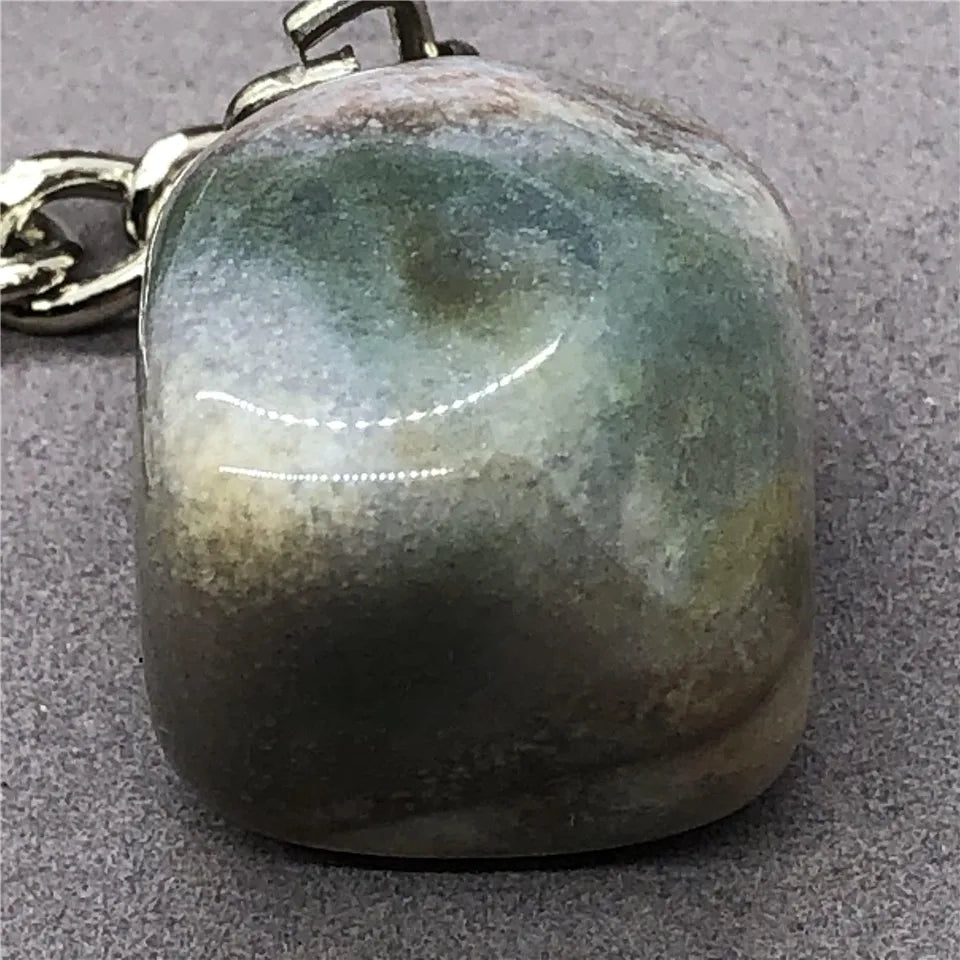 17 Types de pierre naturelle avec accessoires pendentif porte-clés en acier inoxydable