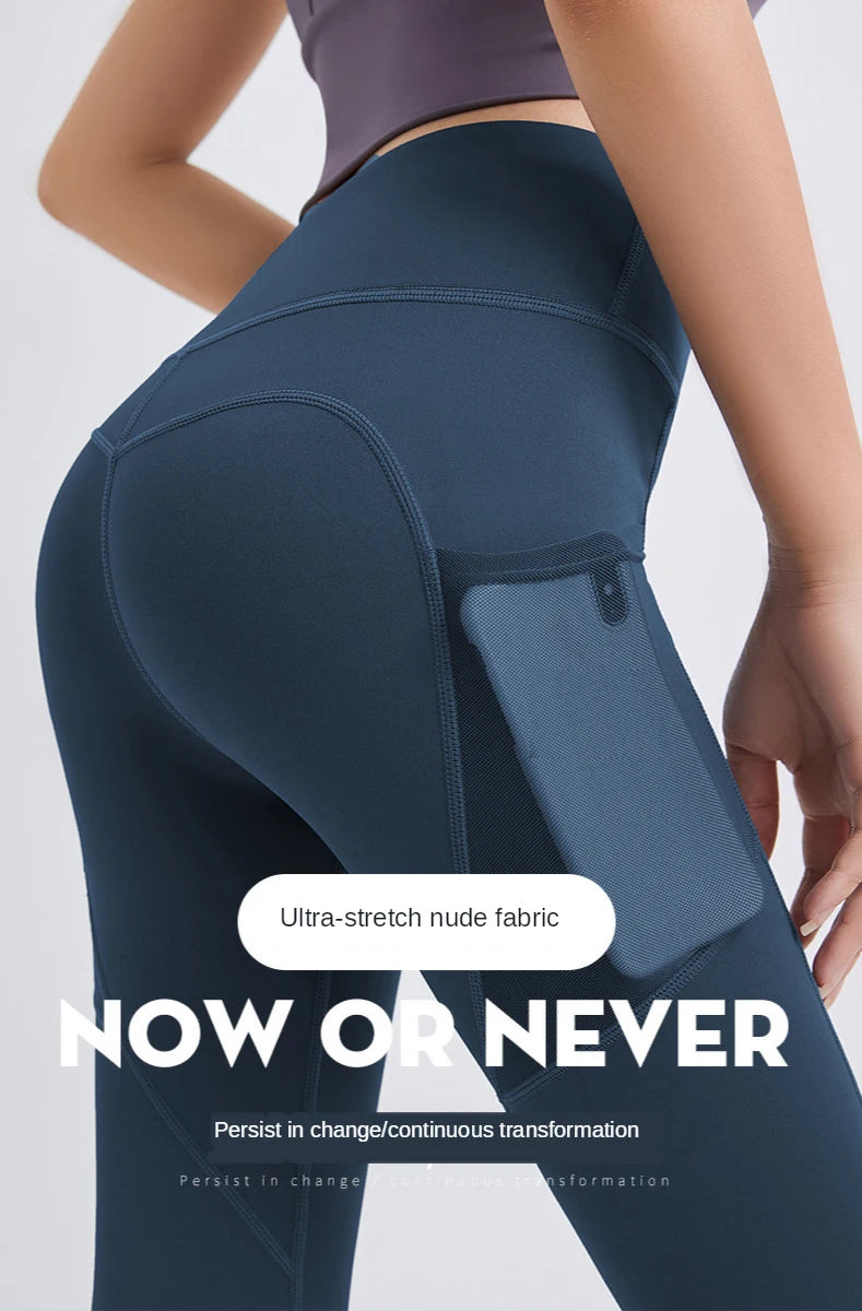 Pantalons de Yoga avec poche pour femmes, Leggings pour Fitness, en Nylon, taille haute, longs, collants Push UP, vêtements de gymnastique, 2024