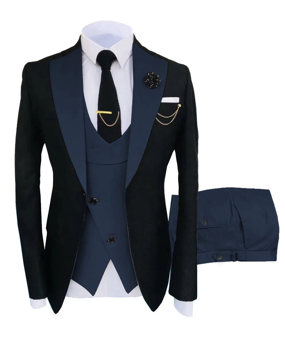 Men's Regular Fit Tuxedo Set, Dipped Jacket, Jacket and Enamel FJD, Popular Clothing, Luxury, Party, Stage, GroomTIME, New, 3 Pieces