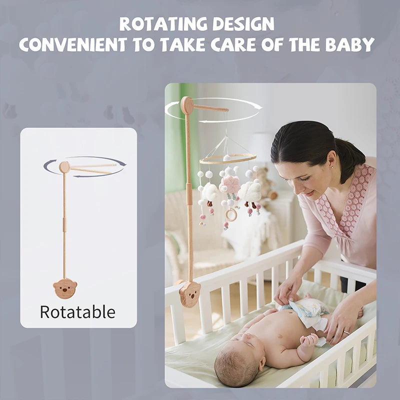 Hochets pour nouveau-né de 0 à 12 mois, jouets en feutre doux, cloche de lit de baleine, berceau Mobile suspendu, carrousel Musical, jouet pour garçons et filles, cadeau