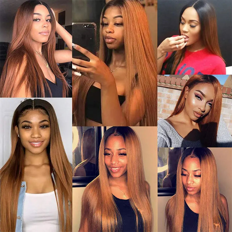 10A cheveux brésiliens os cheveux raides 1B/30 cheveux humains armure faisceaux deux tons cheveux paquets Ombre cheveux raides 3 pièces Extensions