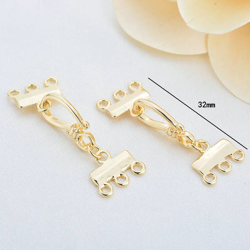 Bracelets en laiton pour documents en or 14 carats, fermoirs allergiques, accessoires de bijoux à bricoler soi-même, haute qualité, 32mm, 4 pièces