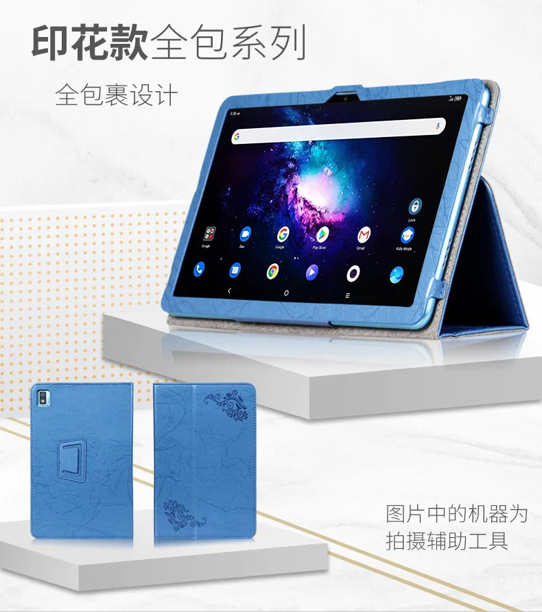 Étui pour tablette TCL 10 Tab Max 4G 10.36 Android 9296G, support pliable en cuir PU imprimé avec support de main, couverture magnétique 9295G