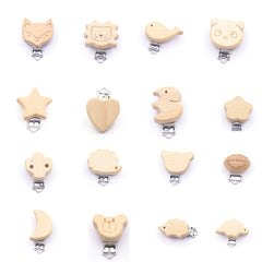 5 pièces/ensembles bébé sucette Clips sans BPA mignon modélisation hêtre attache-sucette bébé bricolage dessin animé Animal bois bûche mamelon chaîne support