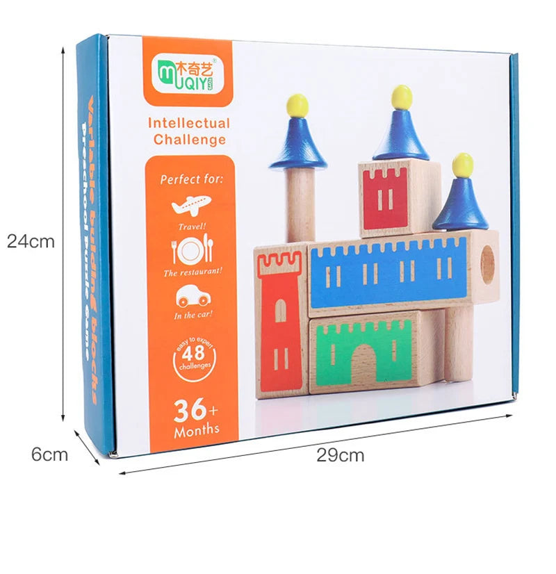 Puzzle en bois Montessori pour enfants, château de rêve changeant de bois, bloc de construction, jeu d'entraînement IQ, cadeau de pensée logique, jouets pour enfants