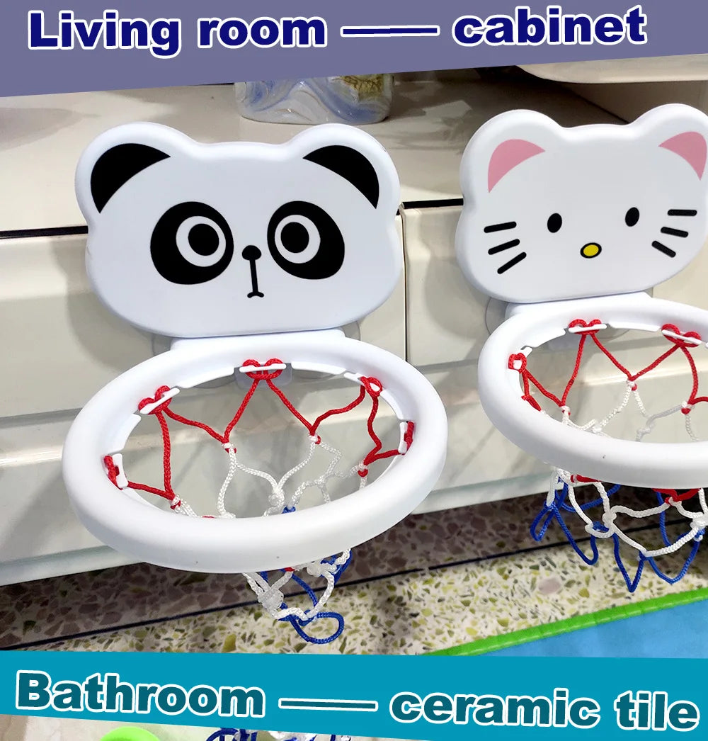 Cadre de basket-ball d'intérieur sur le thème des animaux pour tout-petits, ensemble de jouets de bain pour enfants avec 3 balles en plastique, jeu amusant interactif pour bébés Parents et enfants