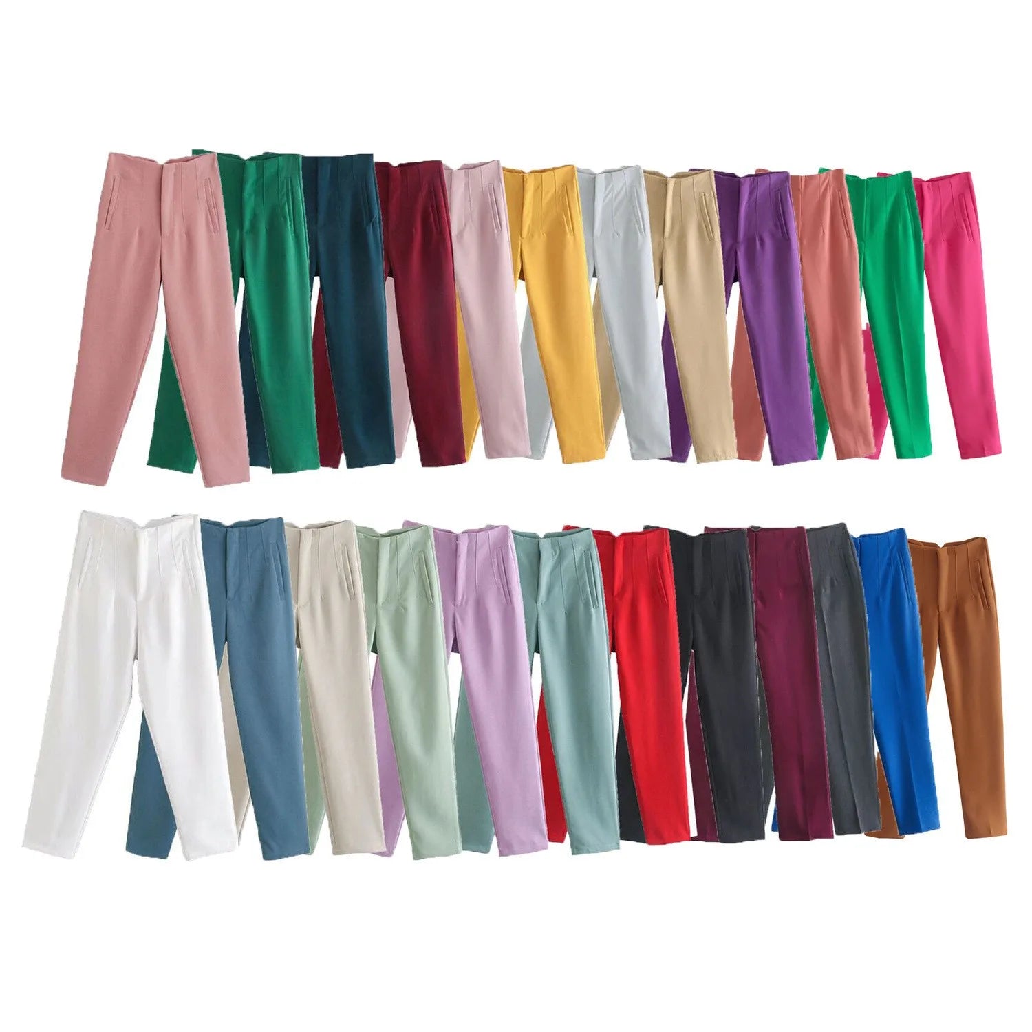 D3250 New Arrivals Women's Pants & Trousers Women High Waist Tight Solid Color Elegant Office Pants for Ladies Casual Pants