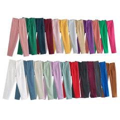 D3250 New Arrivals Women's Pants & Trousers Women High Waist Tight Solid Color Elegant Office Pants for Ladies Casual Pants
