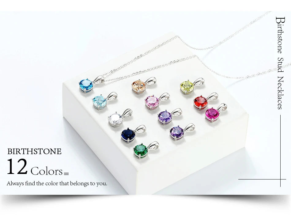 Effie Queen 925 boucles d'oreilles en argent Sterling pierre de naissance pour femmes AAA Zircon cubique 12 couleurs boucles d'oreilles mode fille bijoux SE84