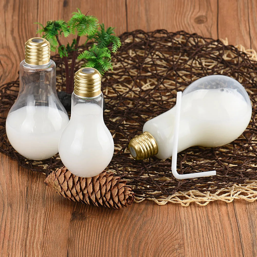 Bouteille d'eau créative d'été, petite gourde mignonne, à la mode, ampoule de jus de lait, anti-fuite, bouteilles portables mignonnes