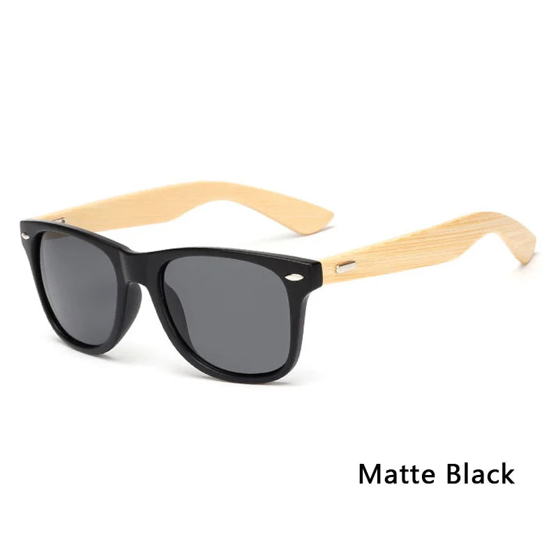 Lunettes de soleil carrées en bois de bambou pour hommes et femmes, design de marque, revêtement miroir, rétro, UV400