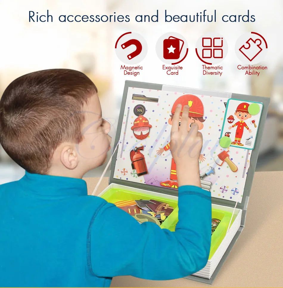 Livre de Puzzle magnétique pour enfants, jouets intelligents 3D, jeux d'entraînement cérébral, jouets éducatifs Montessori, cadeaux pour enfants, jouets de noël