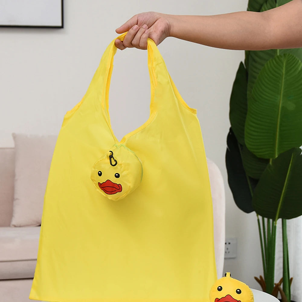 Sac de courses pliable écologique, sac à bandoulière réutilisable de dessin animé, sacs d'épicerie portables pour femmes, fourre-tout de rangement, organisateur de maison