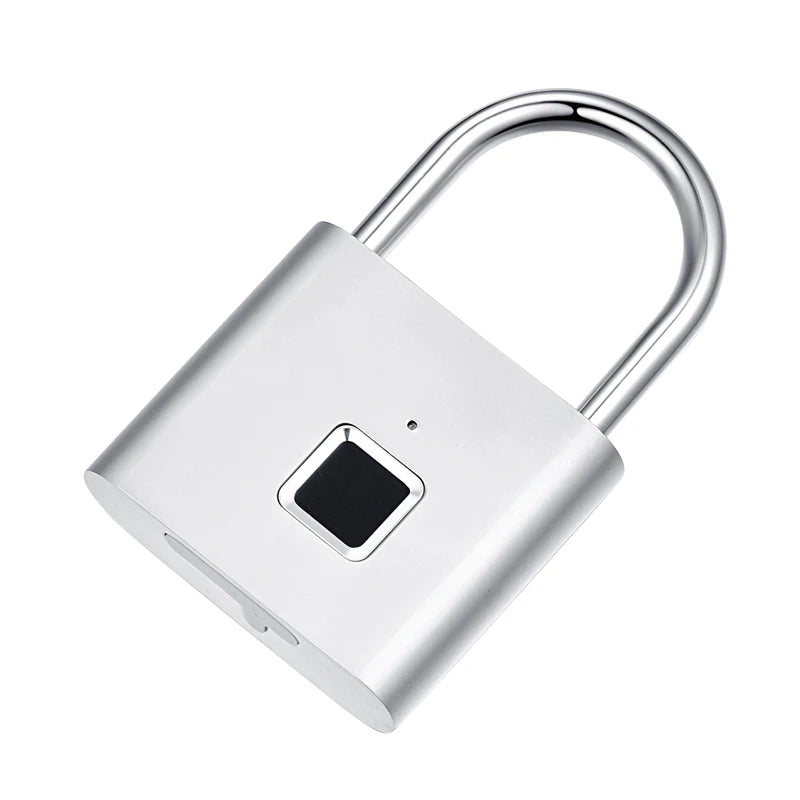 Serrure de porte sans clé aste USB, empreinte digitale, cadenas intelligent, déverrouillage rapide, alliage de zinc, métal, puce d'auto-développement, noir, argent