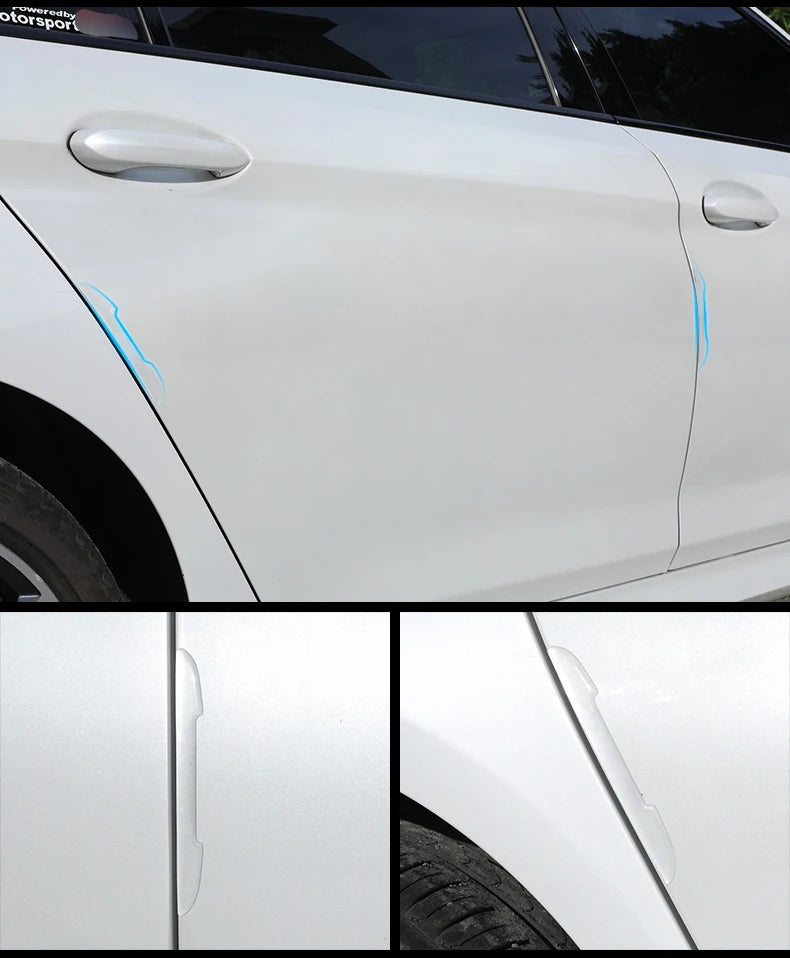 Transparent anti-collision protection bar stickers for car doors, rearview mirror covers, and side edge protection strips