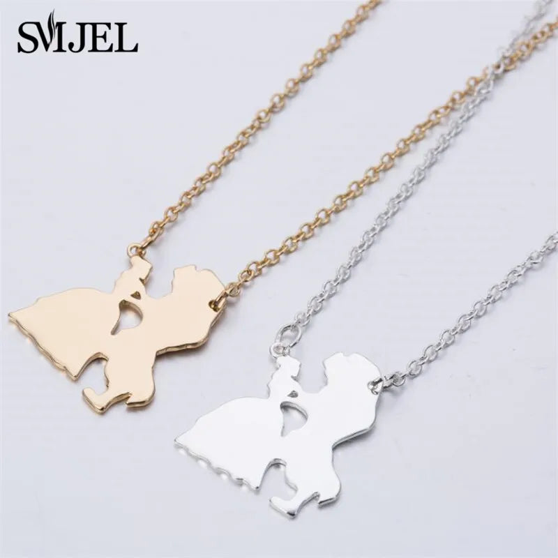 Collier la belle et la bête pour femmes, bijoux de film, pendentif Prince princesse, accessoires pour amoureux, cadeaux, nouvelle collection 2025