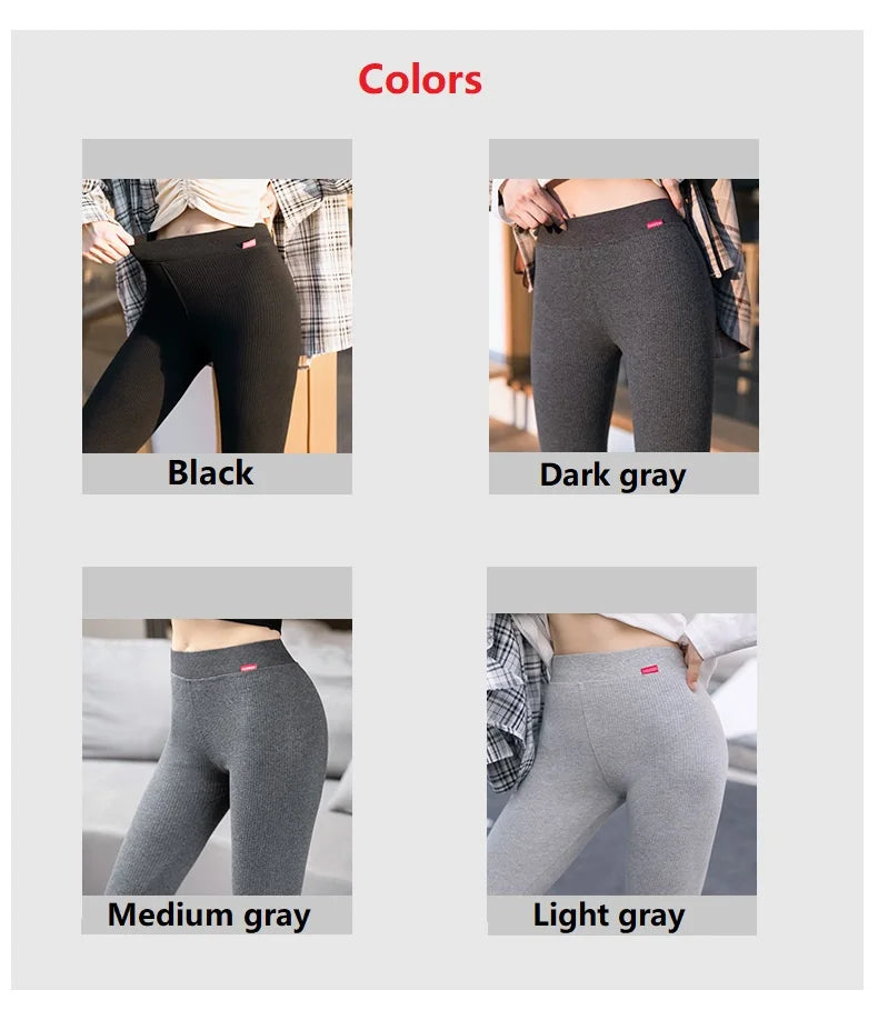 Women's Ribbed Leggings 2025 High Waist Autumn Winter Warm Cotton Leggings Casual Fashion Mesh 2XL Black Pants Sexy Leggings