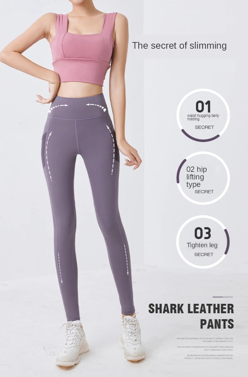 Pantalons de Yoga avec poche pour femmes, Leggings pour Fitness, en Nylon, taille haute, longs, collants Push UP, vêtements de gymnastique, 2024