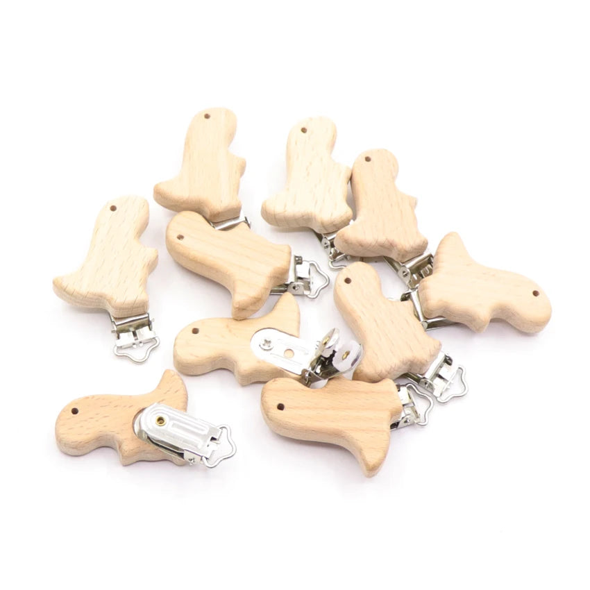 5 pièces/ensembles bébé sucette Clips sans BPA mignon modélisation hêtre attache-sucette bébé bricolage dessin animé Animal bois bûche mamelon chaîne support