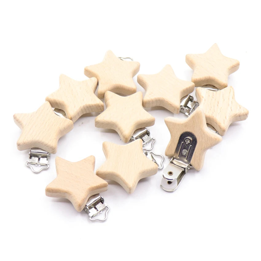 5 pièces/ensembles bébé sucette Clips sans BPA mignon modélisation hêtre attache-sucette bébé bricolage dessin animé Animal bois bûche mamelon chaîne support