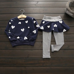 Ensemble de vêtements pour petites filles, t-shirt, jupe, Legging, pantalon, tenues, costume de Sport pour enfants filles, automne et printemps
