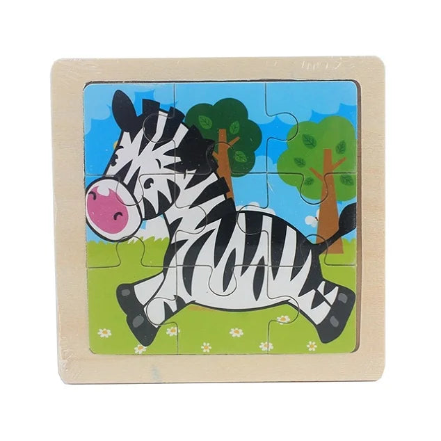 Jouet pour enfants Puzzle en bois petite taille 11*11 cm Puzzle 3D en bois pour enfants bébé dessin animé Animal/puzzle de circulation jouet éducatif
