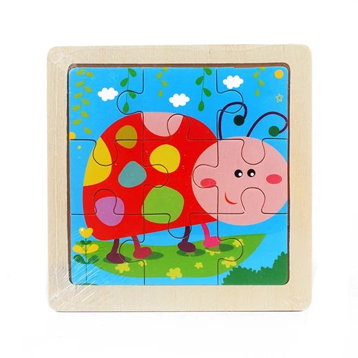 Jouet pour enfants Puzzle en bois petite taille 11*11 cm Puzzle 3D en bois pour enfants bébé dessin animé Animal/puzzle de circulation jouet éducatif