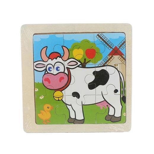 Jouet pour enfants Puzzle en bois petite taille 11*11 cm Puzzle 3D en bois pour enfants bébé dessin animé Animal/puzzle de circulation jouet éducatif