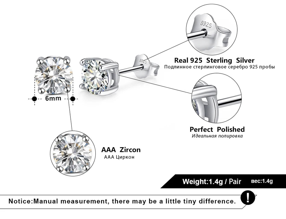 Effie Queen 925 boucles d'oreilles en argent Sterling pierre de naissance pour femmes AAA Zircon cubique 12 couleurs boucles d'oreilles mode fille bijoux SE84