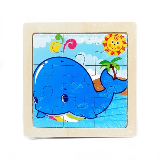 Jouet pour enfants Puzzle en bois petite taille 11*11 cm Puzzle 3D en bois pour enfants bébé dessin animé Animal/puzzle de circulation jouet éducatif