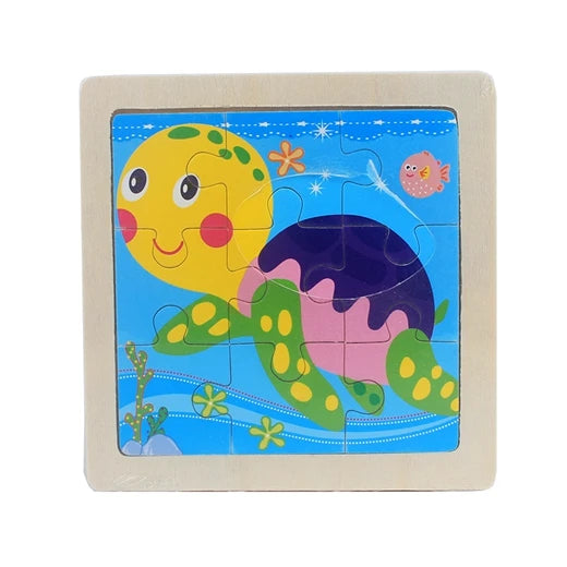 Jouet pour enfants Puzzle en bois petite taille 11*11 cm Puzzle 3D en bois pour enfants bébé dessin animé Animal/puzzle de circulation jouet éducatif