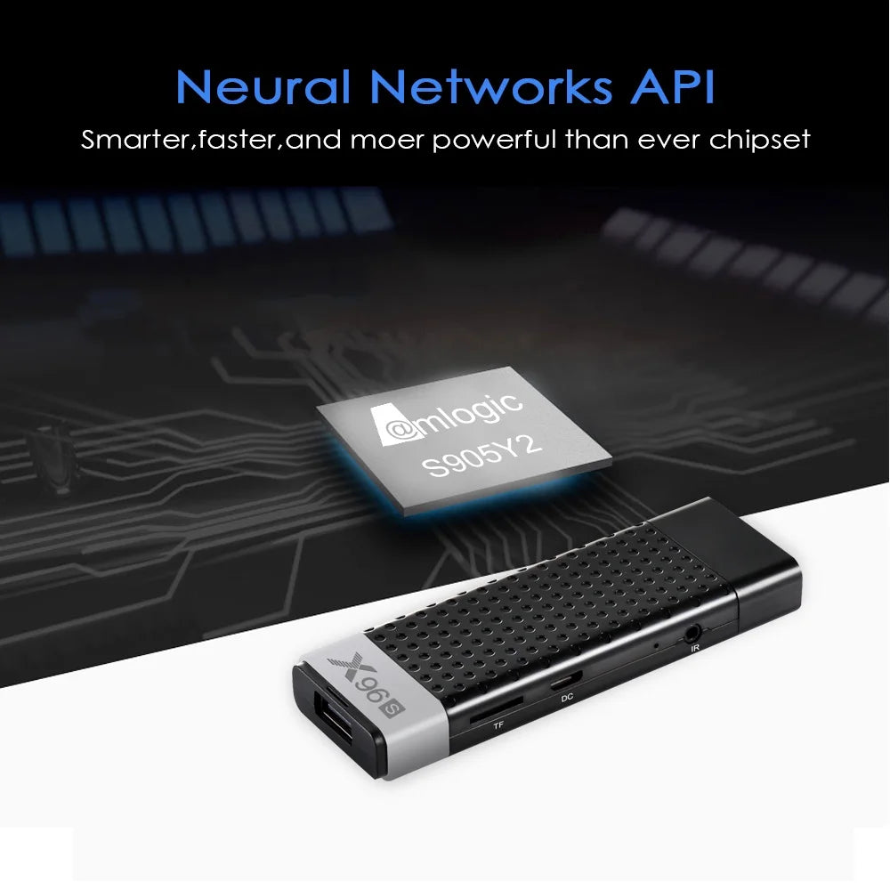 Clé TV X96S 4K, Android 9.0, Amlogic S905Y2 Quad Core, 4 go/32 go, Wifi 2.4/5GHz, bt 4.2, 1080P, H.265, Miracast, Dongle TV