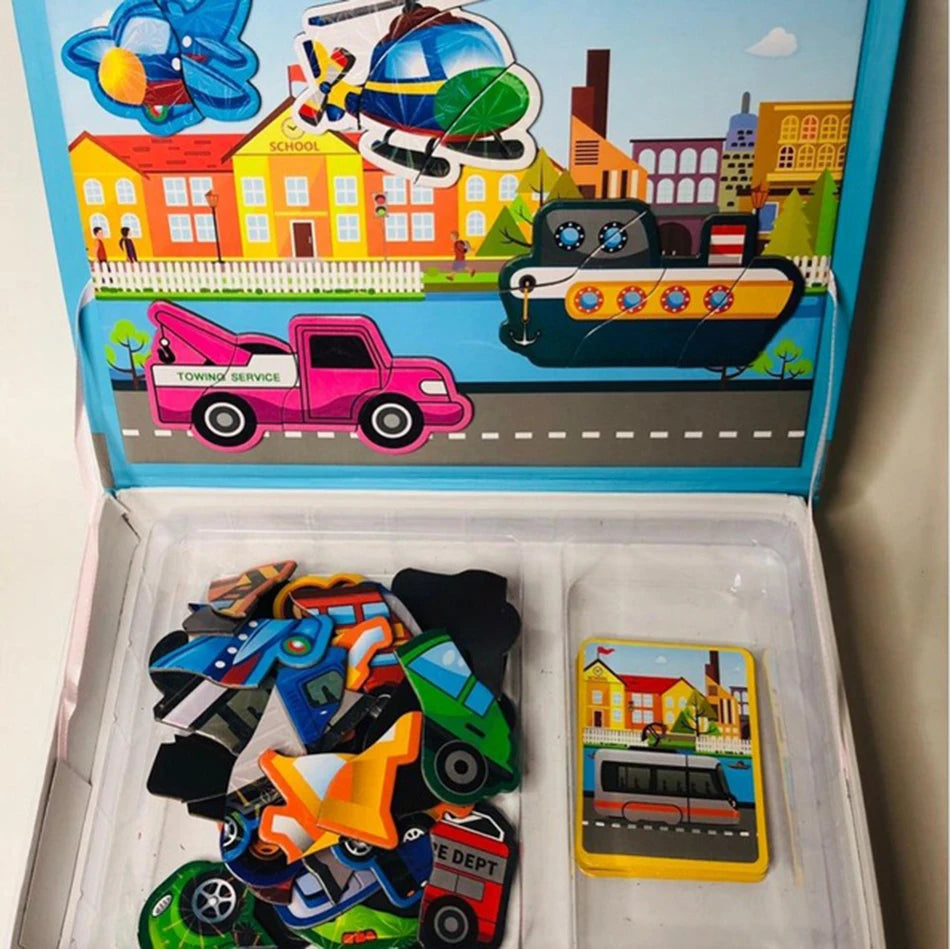 Livre de Puzzle magnétique pour enfants, jouets intelligents 3D, jeux d'entraînement cérébral, jouets éducatifs Montessori, cadeaux pour enfants, jouets de noël