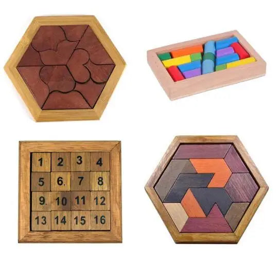 Planche en bois Puzzle enfants éducatif mathématiques Tangram Puzzles jeu jouets pour adultes enfants