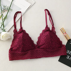 Soutien-gorge en dentelle florale sans fil Bralette soutien-gorge Push Up pour femmes col en v brassière femme sous-vêtements rembourrés Lingerie Sexy intimes