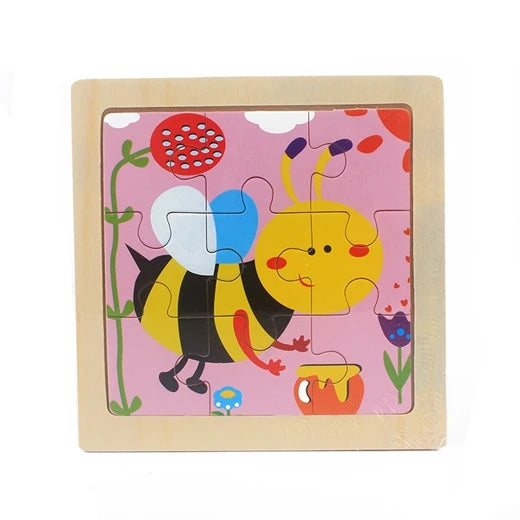 Jouet pour enfants Puzzle en bois petite taille 11*11 cm Puzzle 3D en bois pour enfants bébé dessin animé Animal/puzzle de circulation jouet éducatif