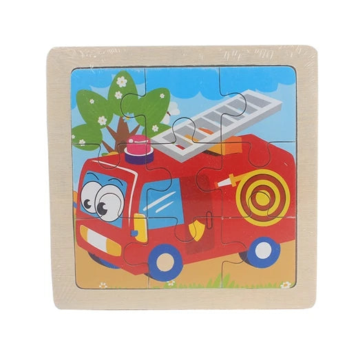 Jouet pour enfants Puzzle en bois petite taille 11*11 cm Puzzle 3D en bois pour enfants bébé dessin animé Animal/puzzle de circulation jouet éducatif