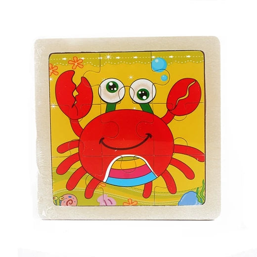 Jouet pour enfants Puzzle en bois petite taille 11*11 cm Puzzle 3D en bois pour enfants bébé dessin animé Animal/puzzle de circulation jouet éducatif