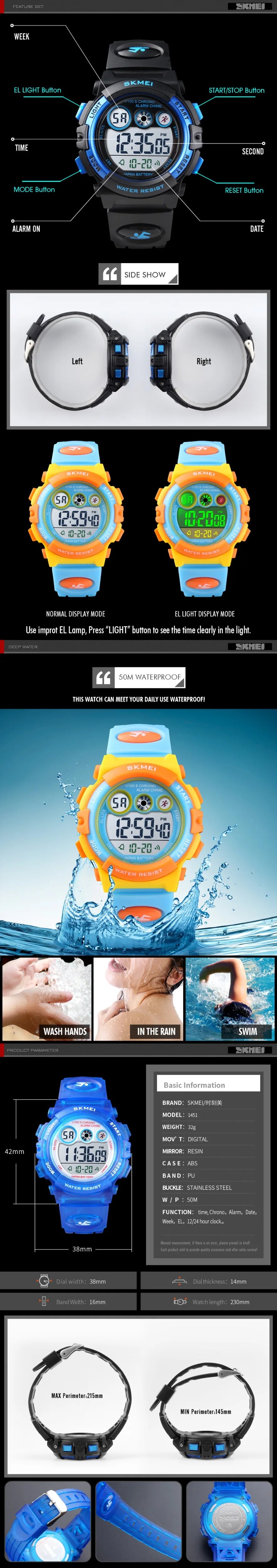 SKMEI – montre de Sport pour enfants, numérique, de luxe, électronique, cadeau pour garçons et filles